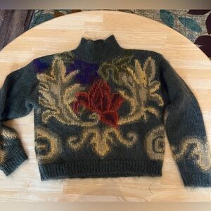 Ellen Tracy Dark Gray Floral Sweater